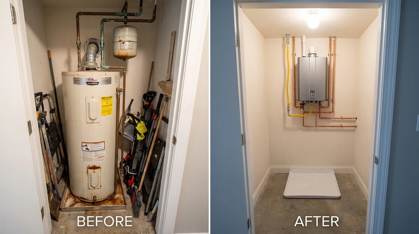 Tank water heater versus wall-mounted tankless unit comparison for Ellenville, NY homeowners